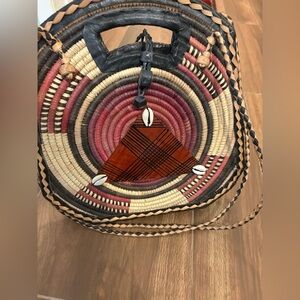 Handcrafted leather  Multicolor Woven Shoulder Bag